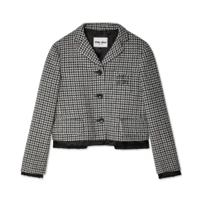 Miu Miu - Women's Cropped Check Jacket - (Grey/Black)