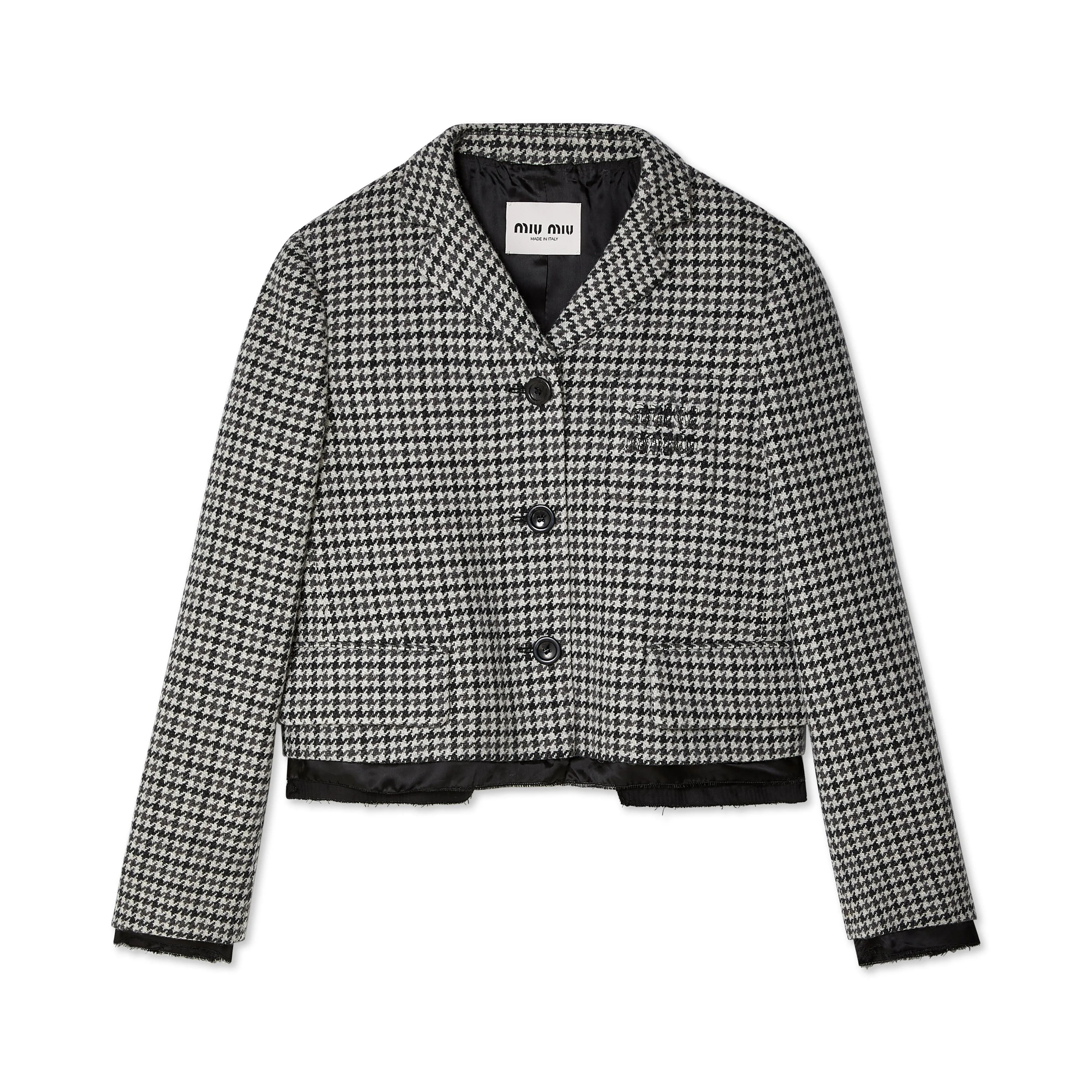 Miu Miu - Women's Cropped Check Jacket - (Grey/Black)