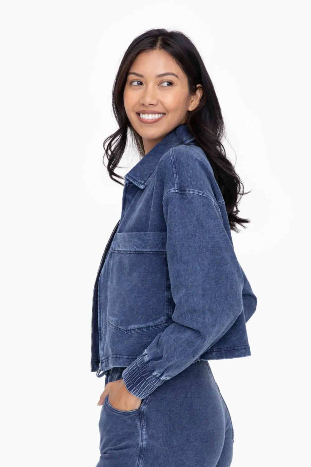 Mono B Mineral Wash Cropped Cotton Jacket