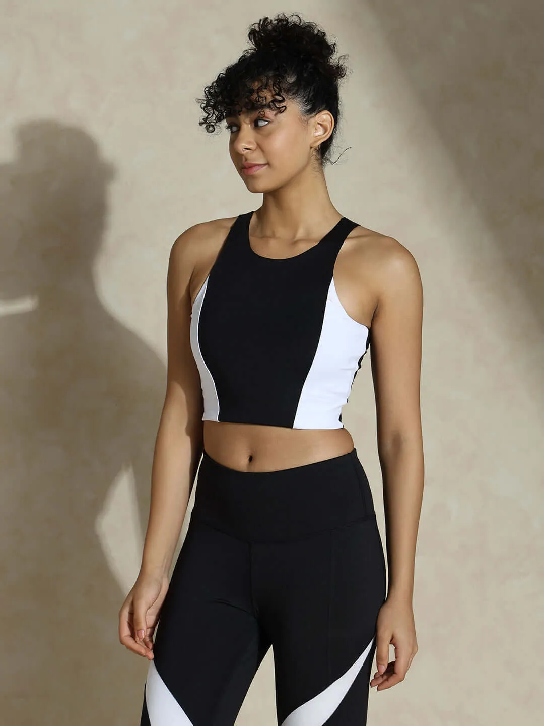 Monochrome Crop Top Black & White with Ultra Block Leggings