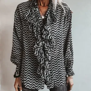 Monochrome ruffle Blouse *NEW*