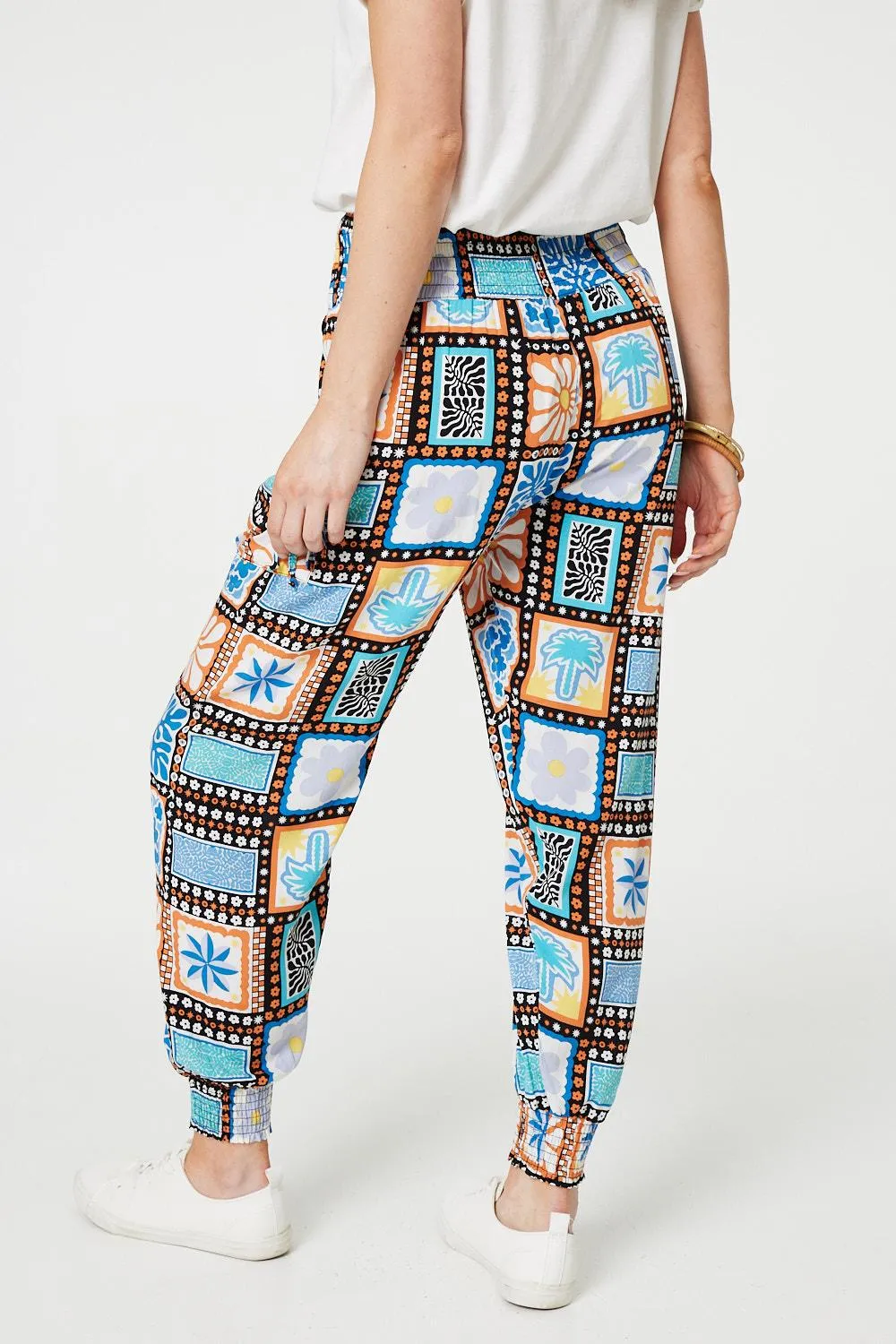 Mosaic Print High Waist Harem Pants