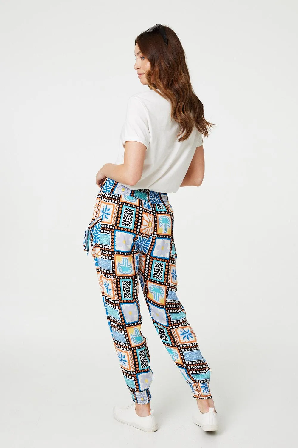 Mosaic Print High Waist Harem Pants