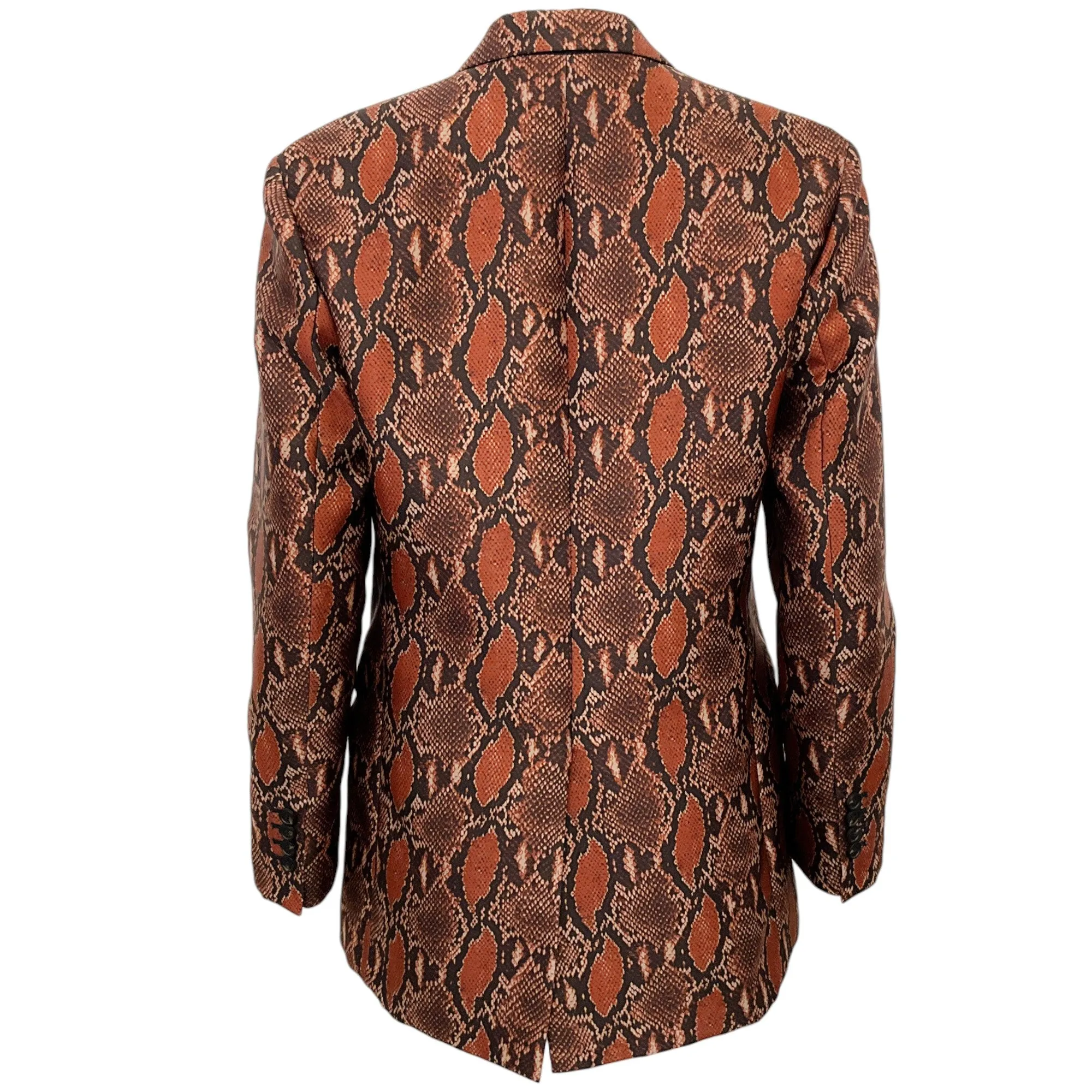 MSGM Brown Snake Print Double Breasted Blazer