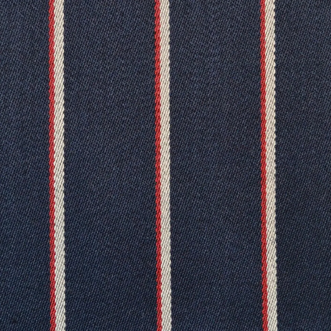 Navy Blue with Narrow Red & White Blazer Stripe Jacketing