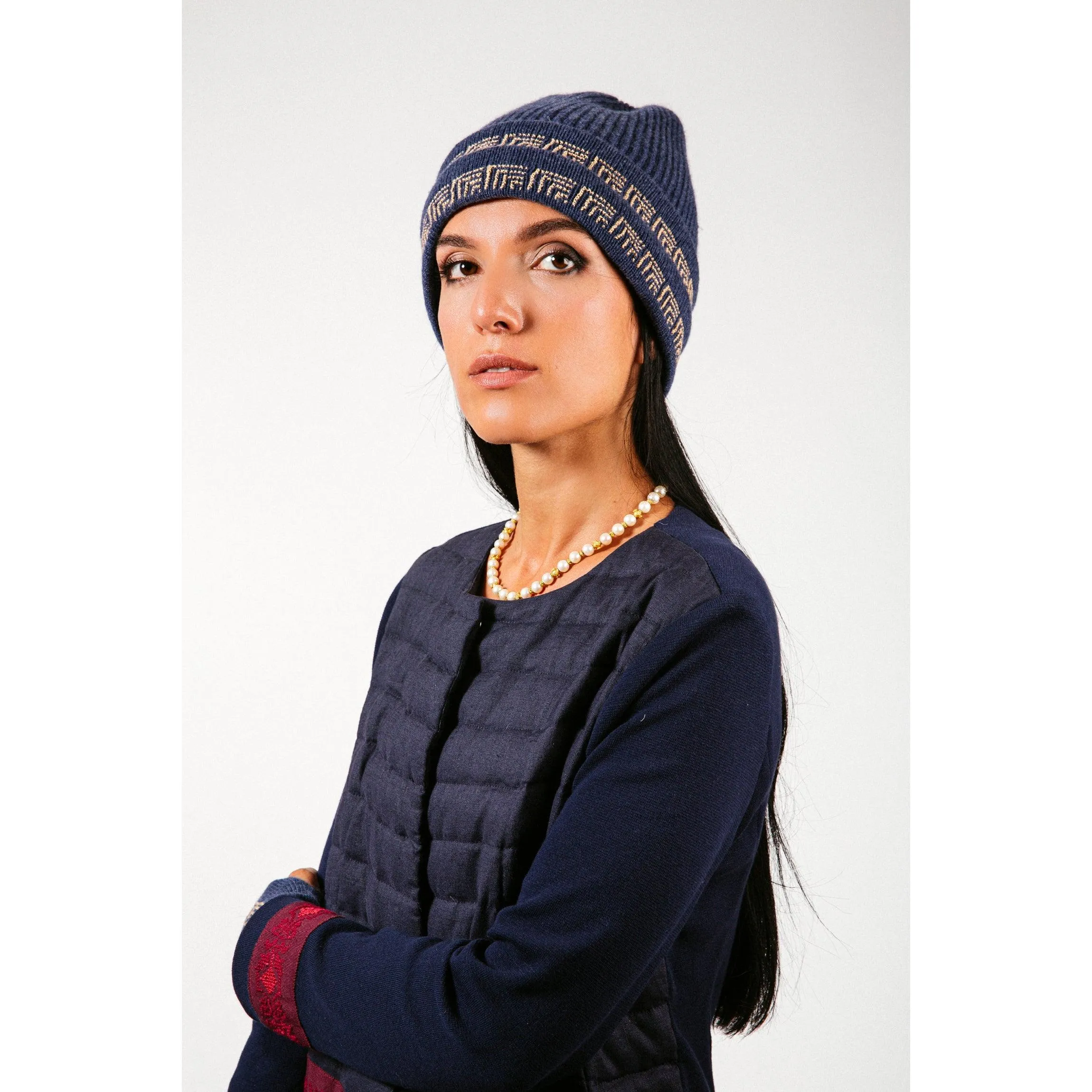 NOTTE BLUE CASHMERE BALACLAVA/BEANIE