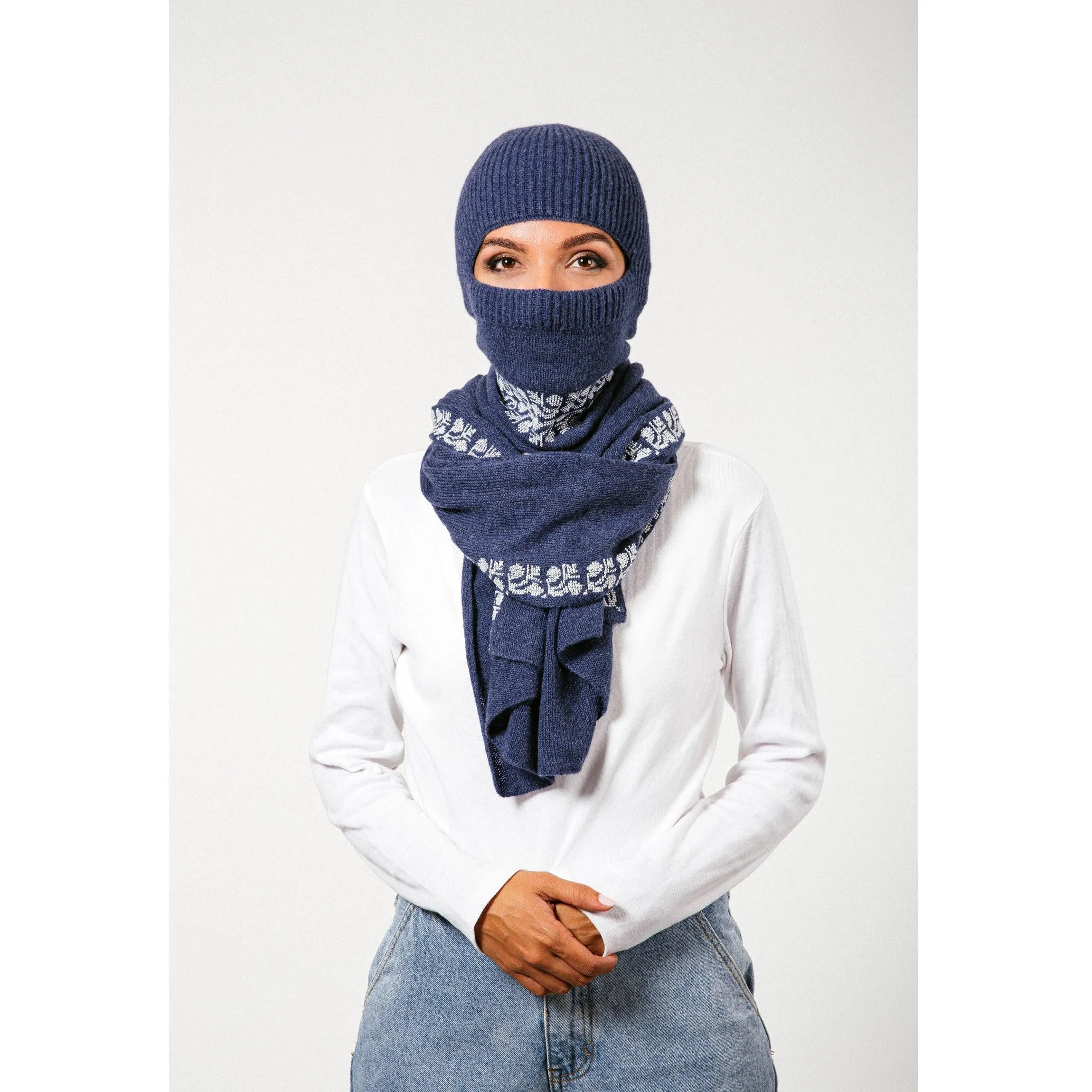 NOTTE BLUE CASHMERE BALACLAVA/BEANIE