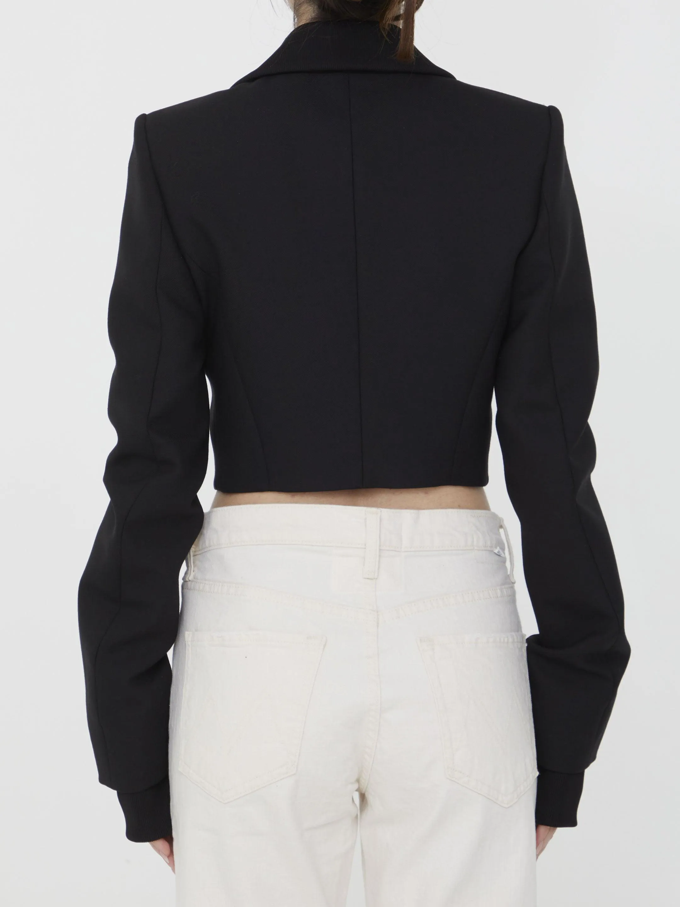 Off White Asymmetrical Cropped Jacket