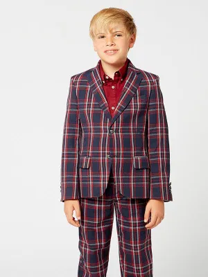 One Friday Red And Blue Check Pattern Blazer