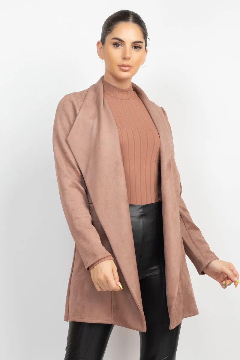 Open Front Suede Blazer - 3 colors