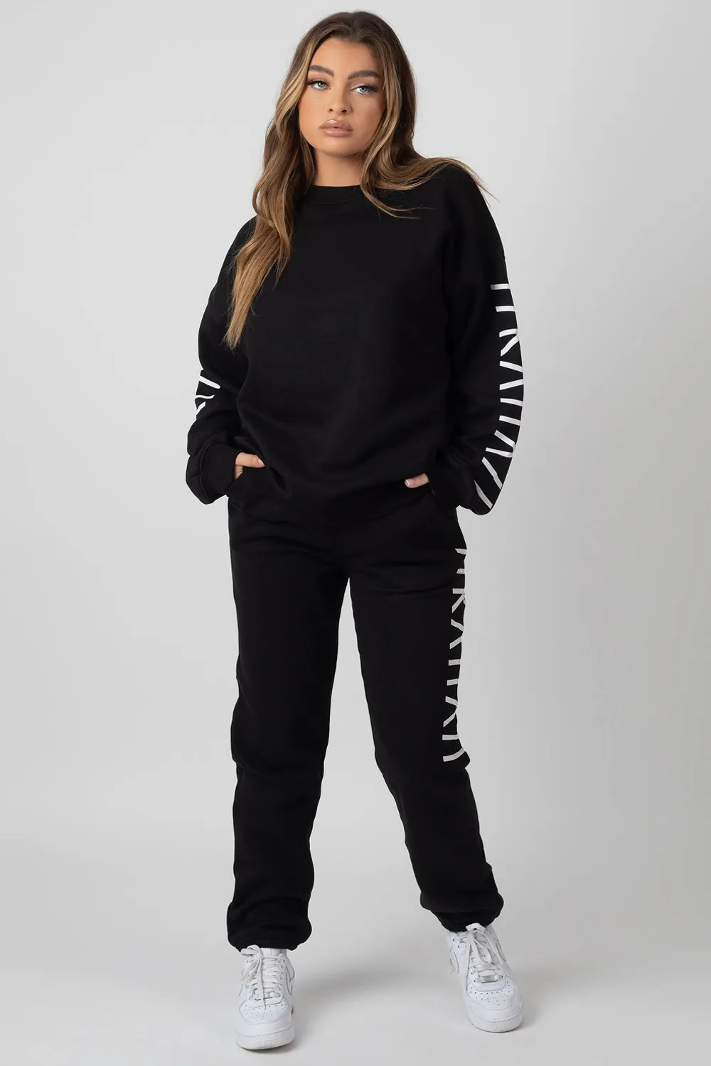 Oversized Kaiia Branded Slogan Joggers Black