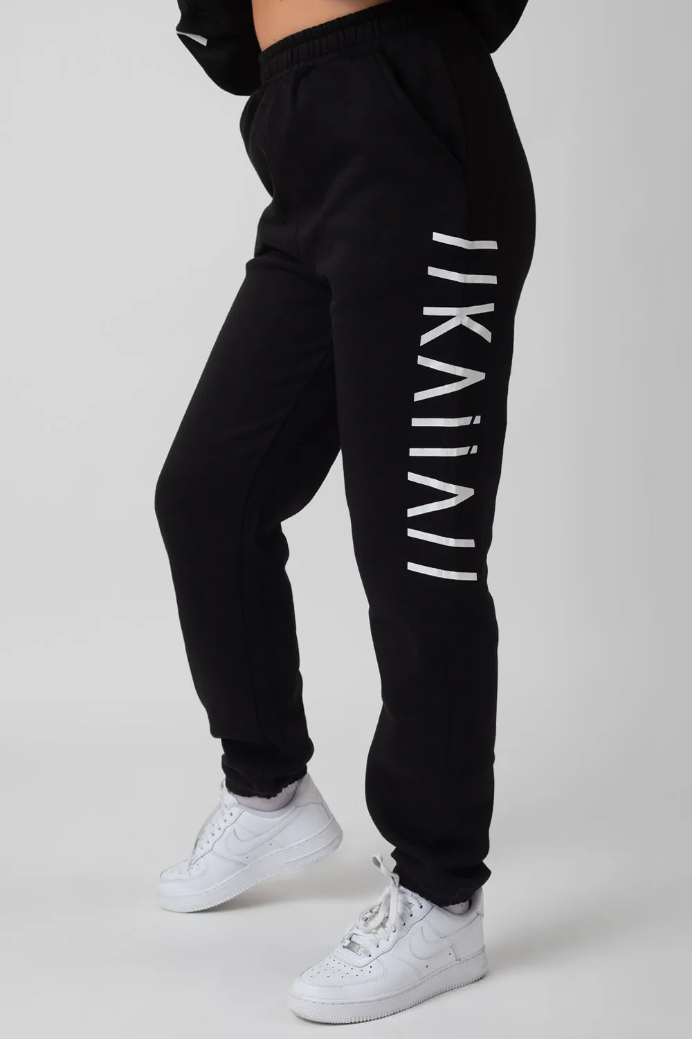 Oversized Kaiia Branded Slogan Joggers Black