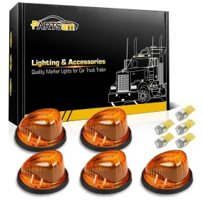 Partsam 5X Cab Marker Light Marker 1313A Amber Lens   5X Amber T10 LED Bulbs   Base Compatible with /Dually Suburban Blazer C1500 C2500 C3500 K1500 K2500 K3500 1969 - 1987 Pickup Trucks