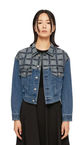 Patched Crop Denim Jacket