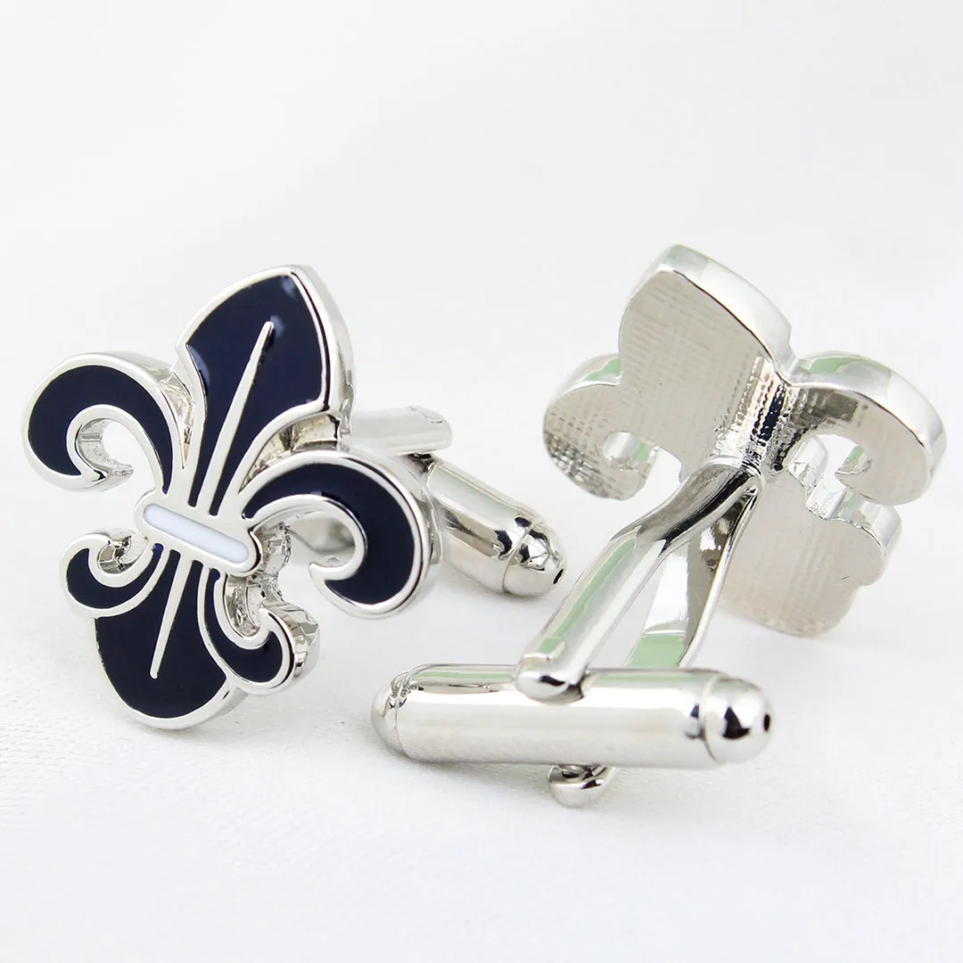 Peluche Beautifully Crafted Orchid Cufflink and lapel Pin Set