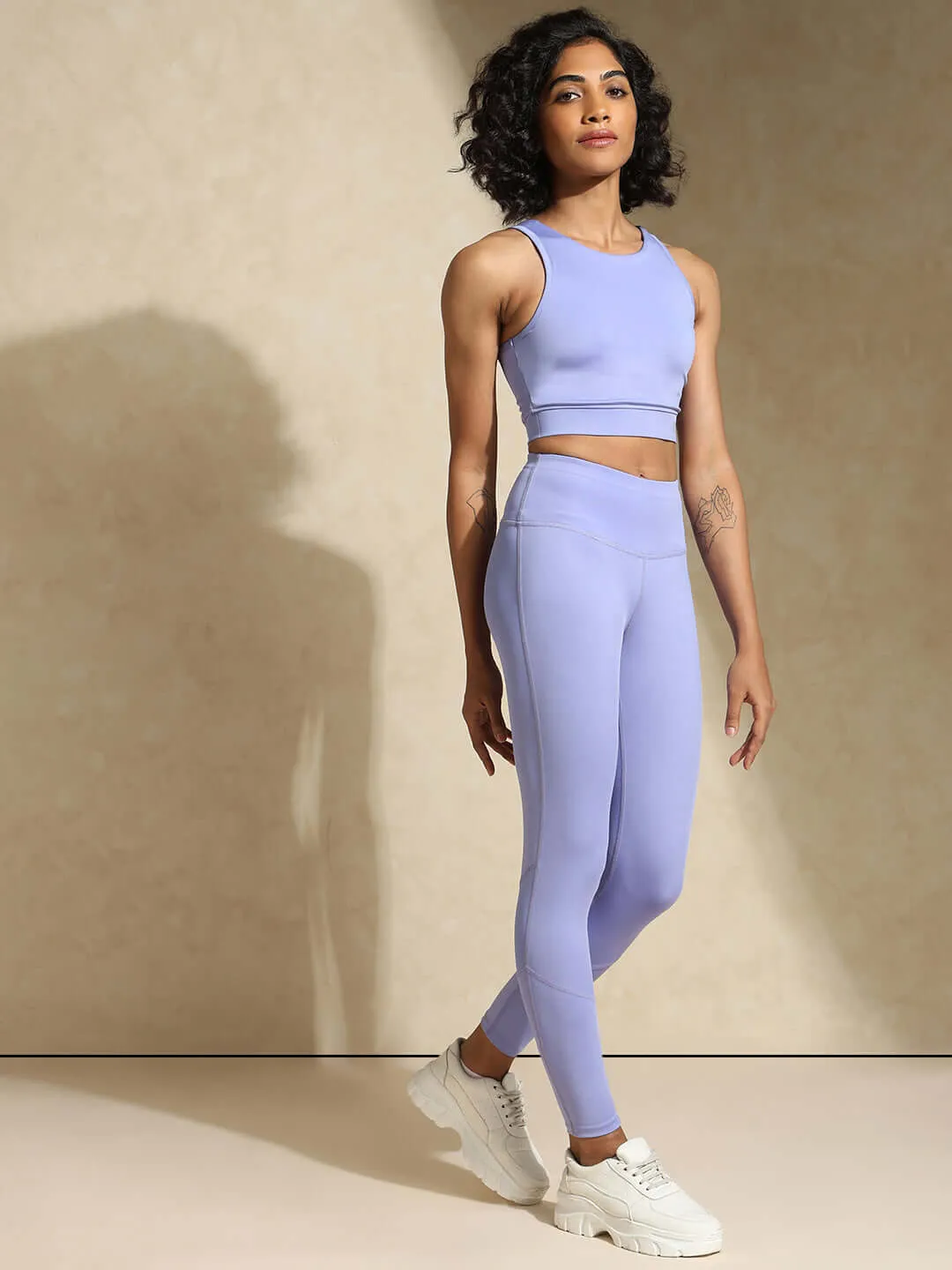 Periwinkle Cross back Crop Top & 7/8 Leggings