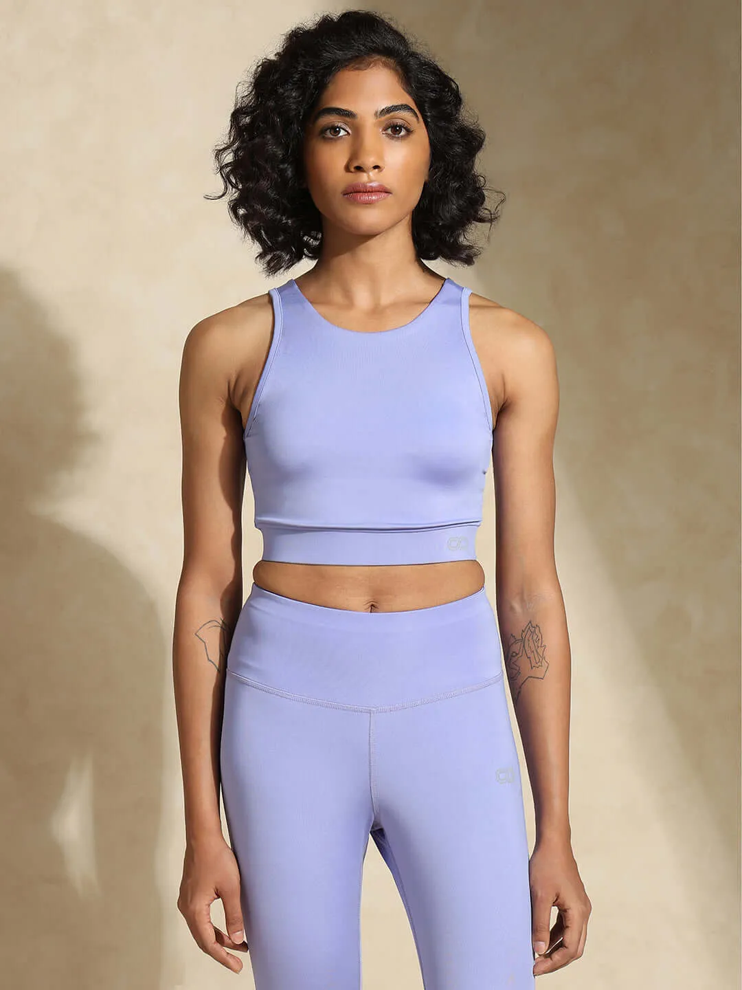 Periwinkle Cross back Crop Top & 7/8 Leggings