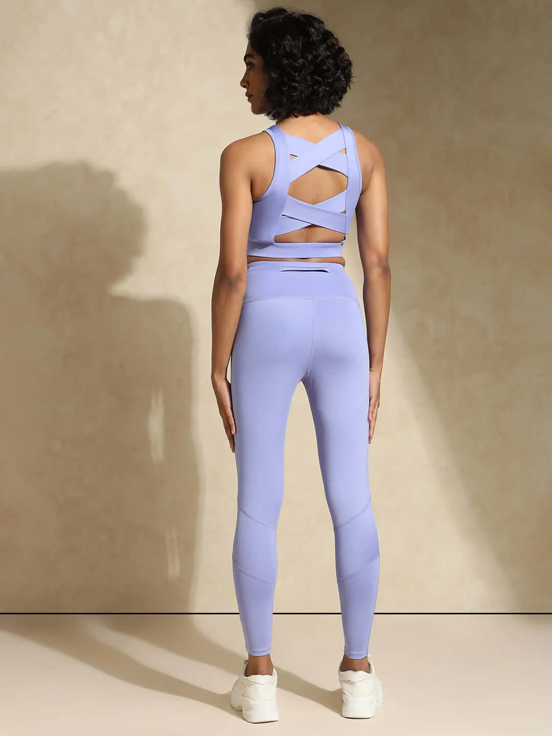 Periwinkle Cross back Crop Top & 7/8 Leggings