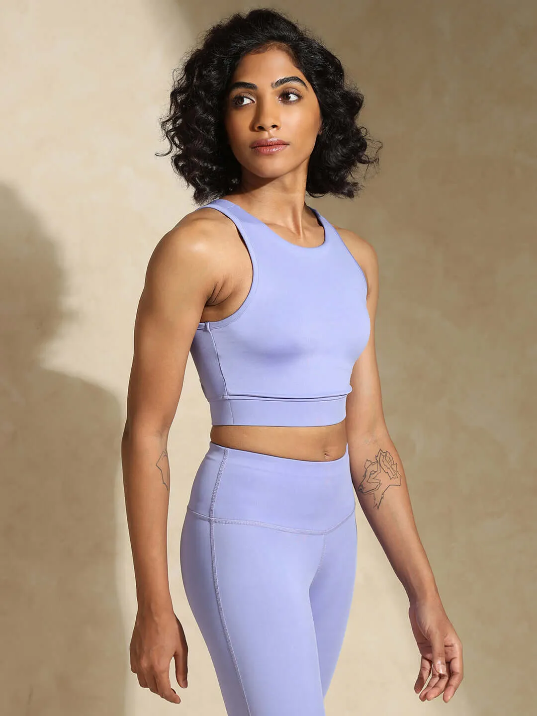 Periwinkle Cross back Crop Top & 7/8 Leggings