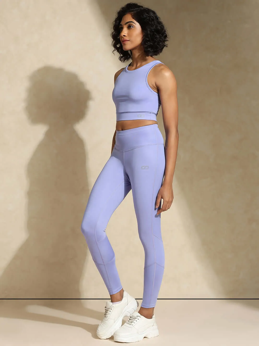 Periwinkle Cross back Crop Top & 7/8 Leggings