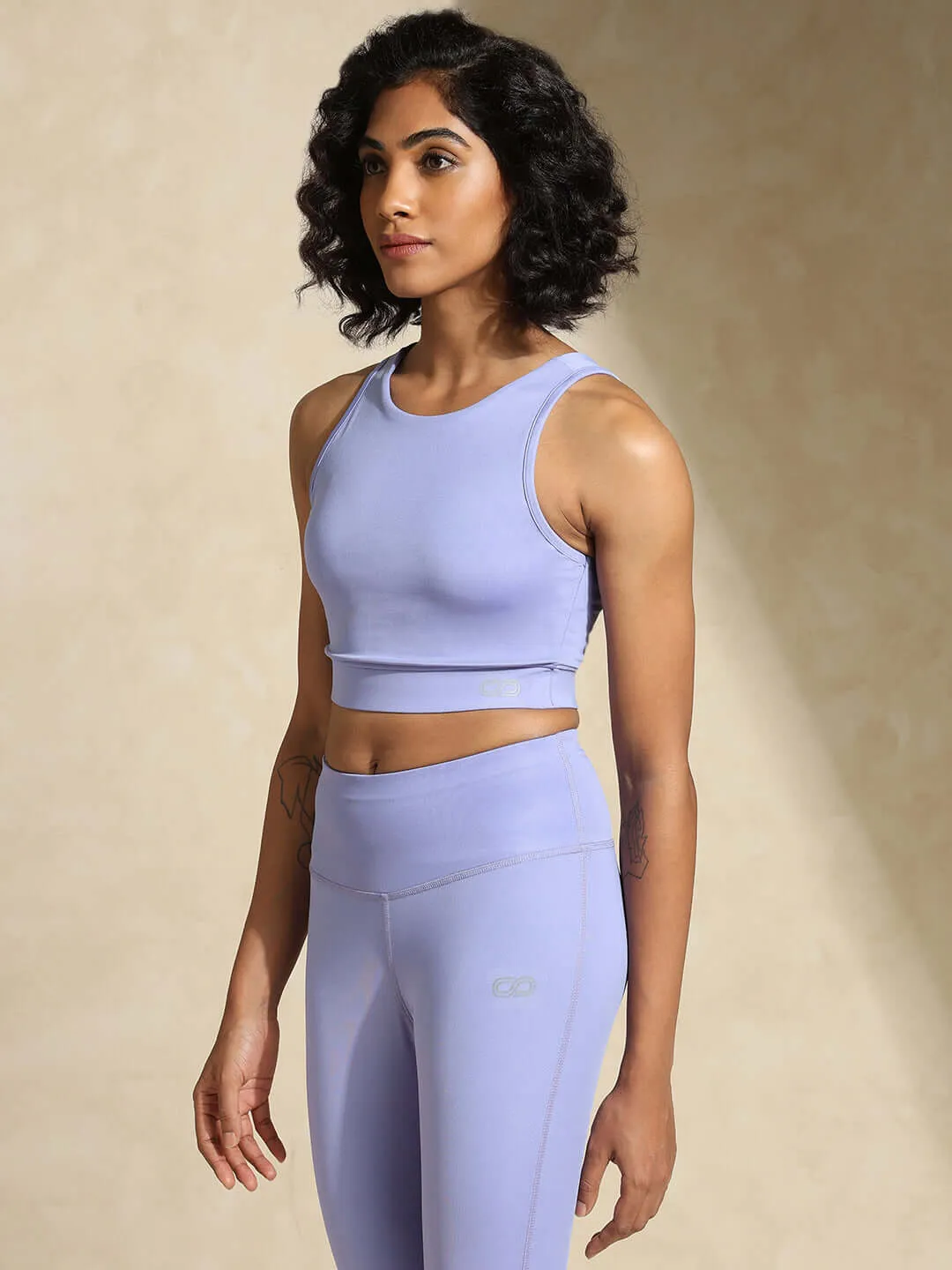 Periwinkle Cross back Crop Top & 7/8 Leggings