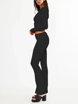 Piece Outfit Long Sleeve Top Dupes Low Waist Yoga Casual Lounge Wear Sets Y2K Tracksuit Two Pants