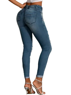 Pit Bull Jeans Women's High Waist Ripped Jeans Pants With Butt Lift 64771