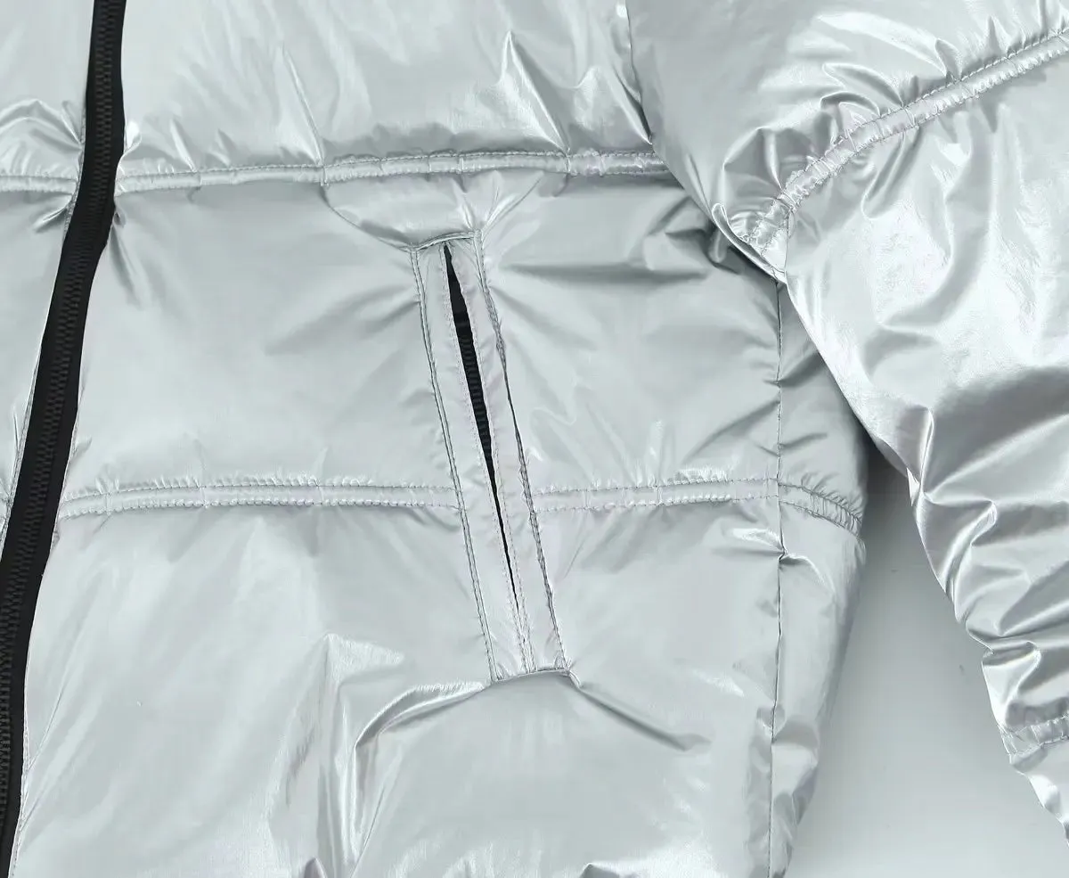 Pre Order:  Silver Hooded Padded Cropped Jacket