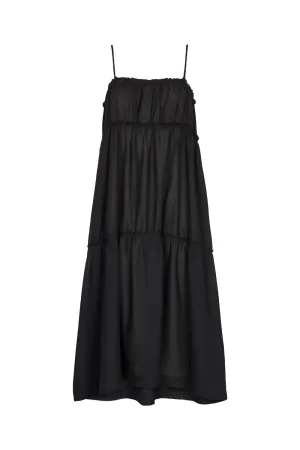 Rabens Saloner Nadina Cotton Tiered Dress in Black and Jade