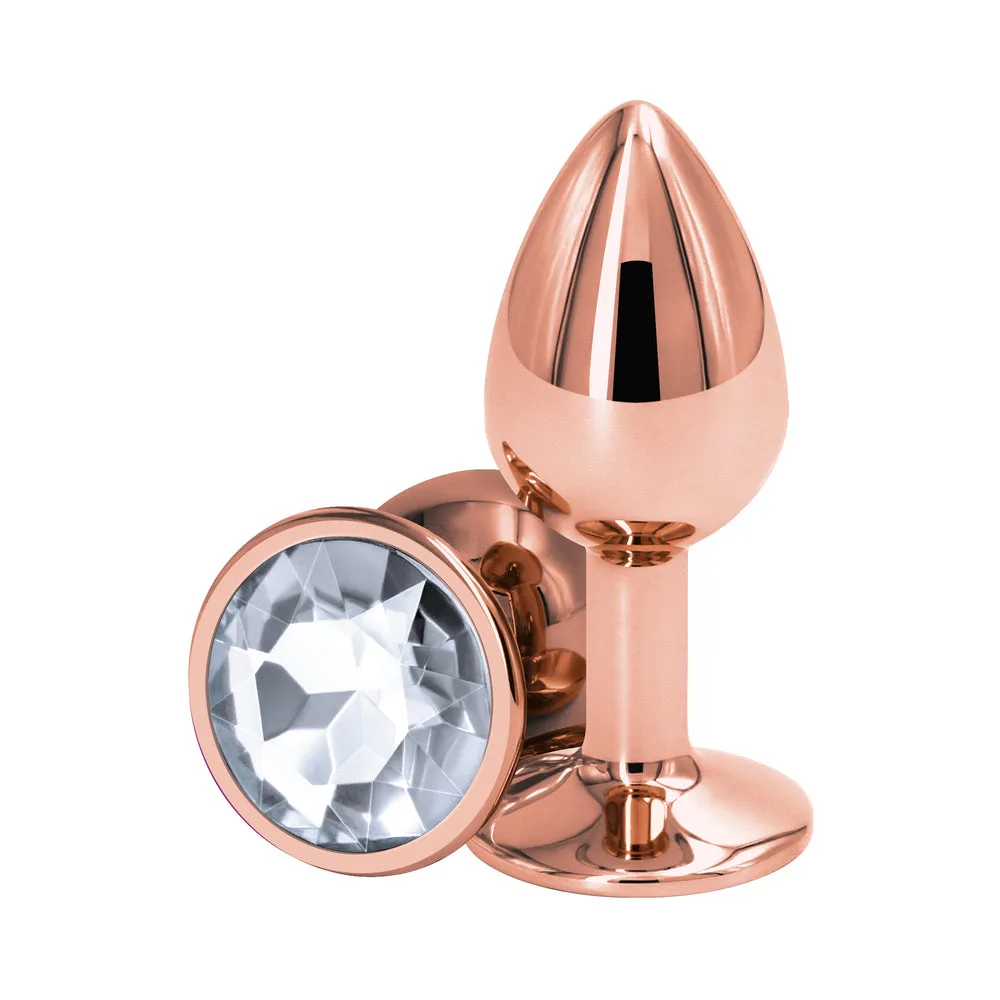 Rear Assets Rose Gold Anal Plug Small Clear