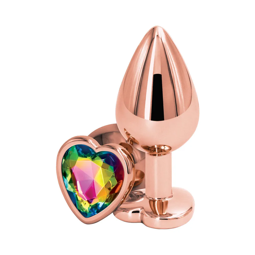 Rear Assets Rose Gold Heart Plug Medium Rainbow