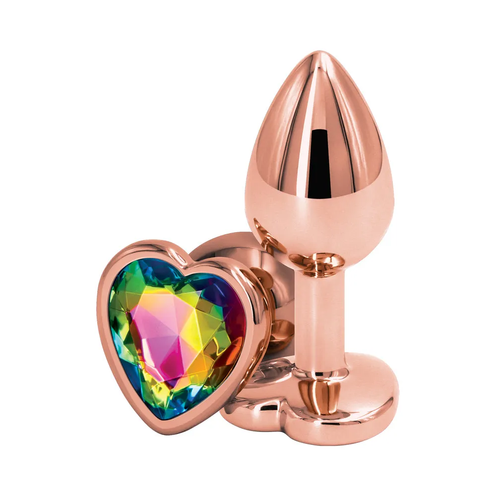 Rear Assets Rose Gold Heart Plug Small Rainbow