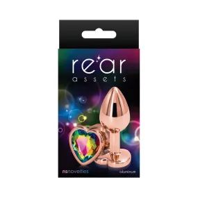 Rear Assets Rose Gold Heart Plug Small Rainbow