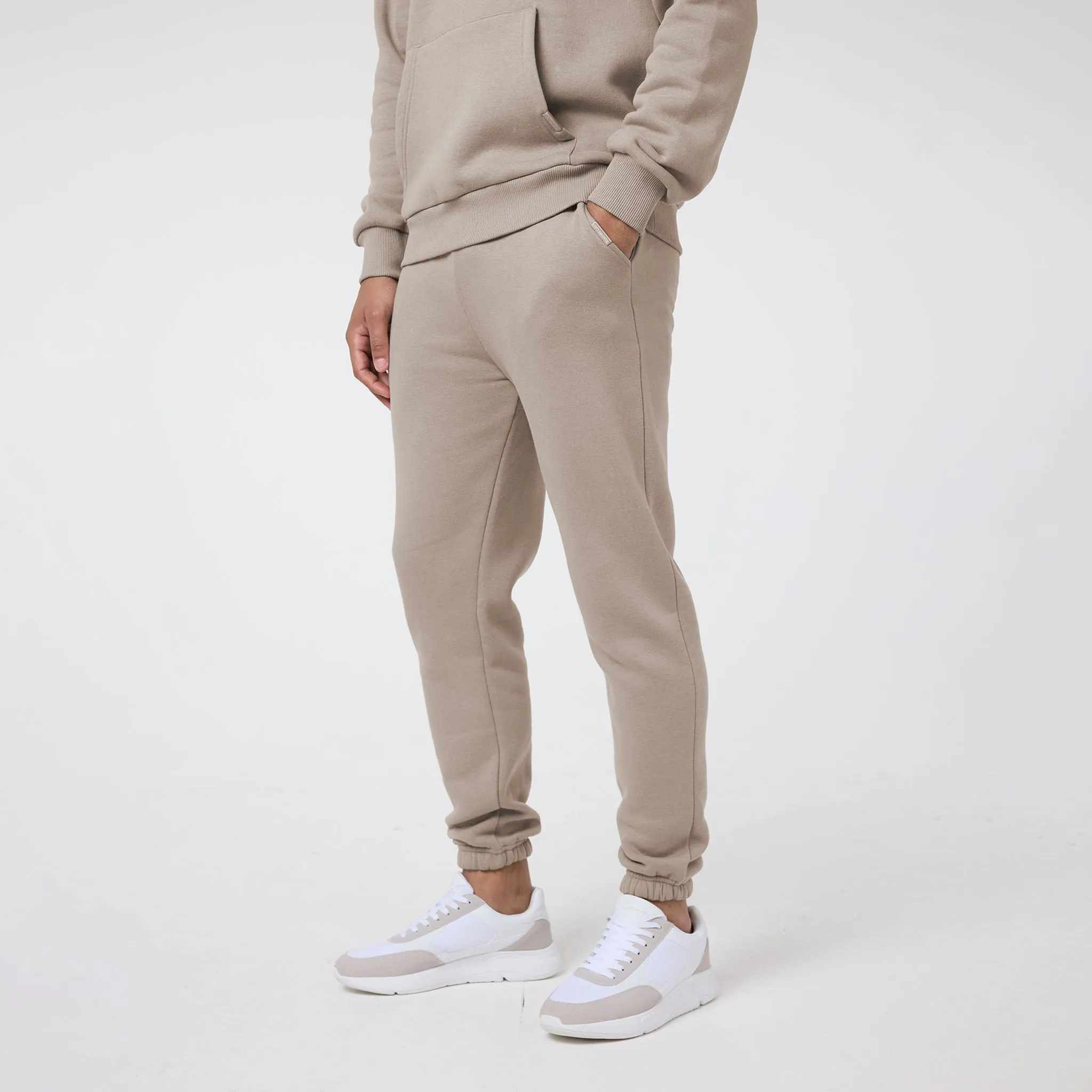 Relaxed Fit Cuffed Jogger | Stone