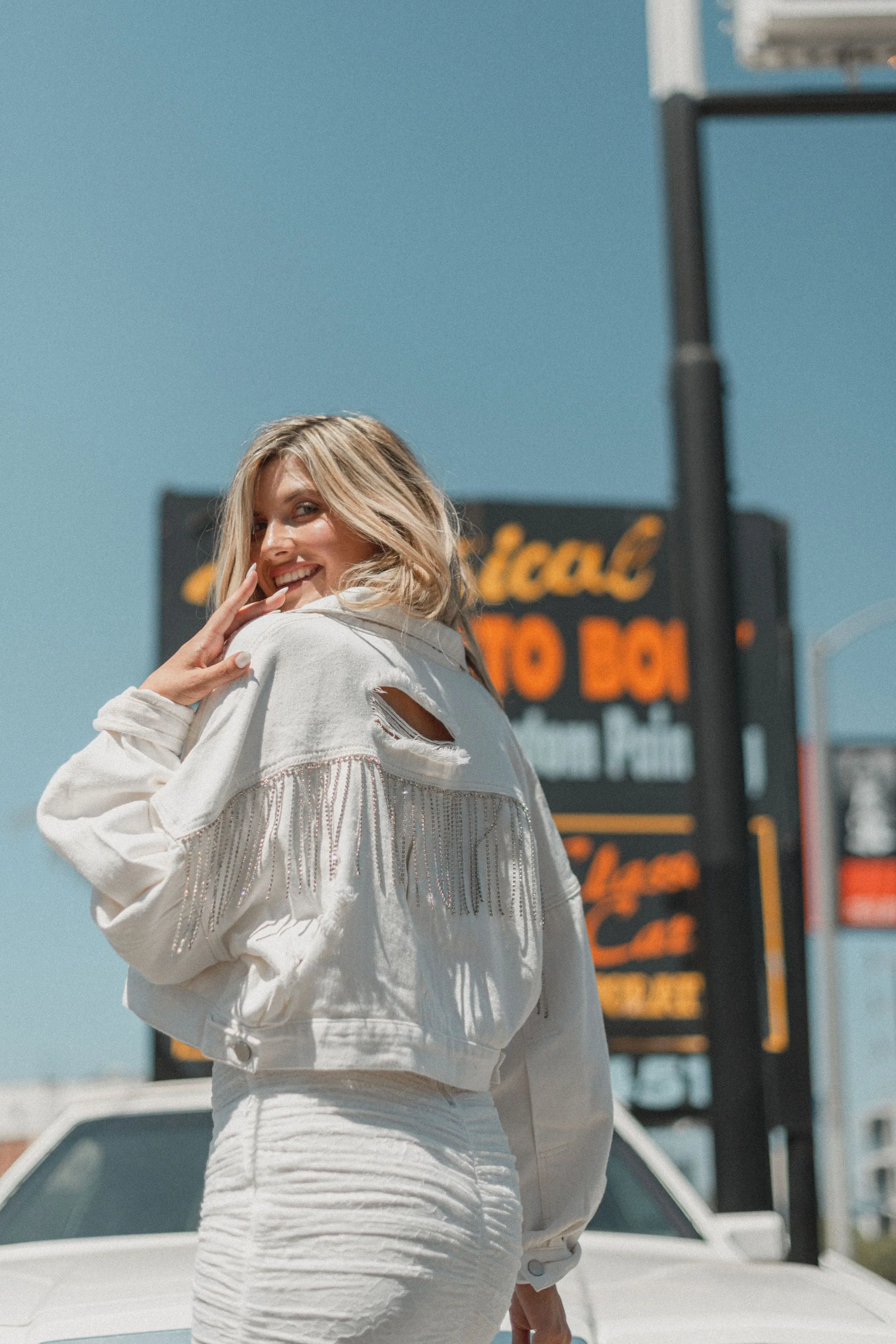 Rodeo Glam Denim Jacket - White