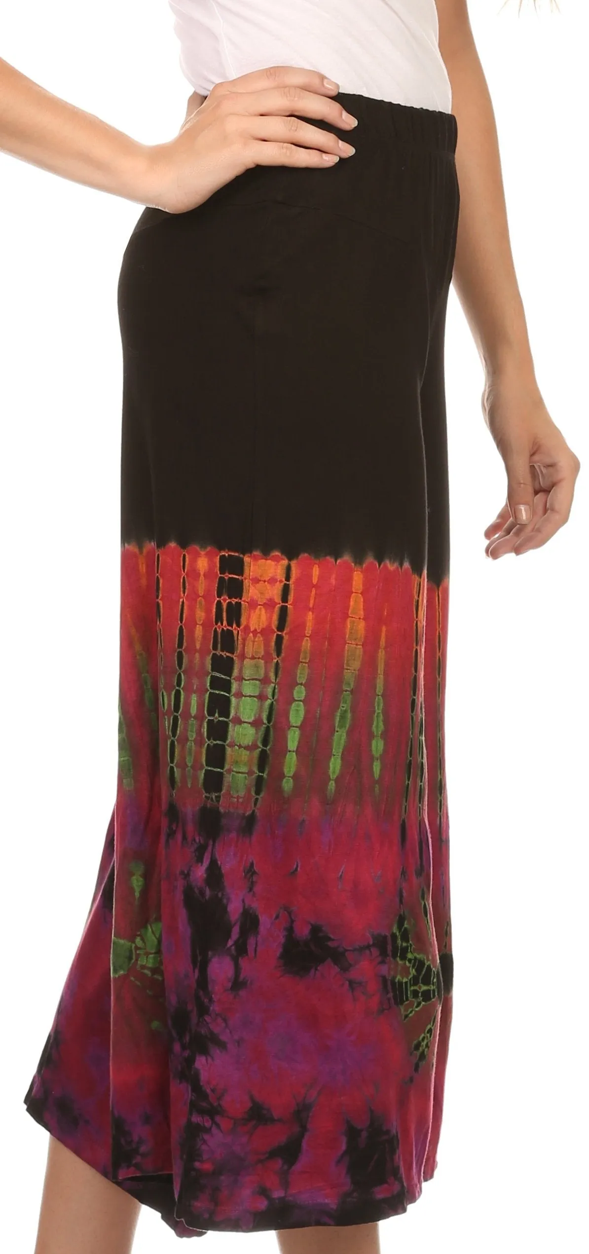 Sakkas Janelle Long Flare Bell Tie Dye Elastic Waist Wide Leg Palazzo Pant