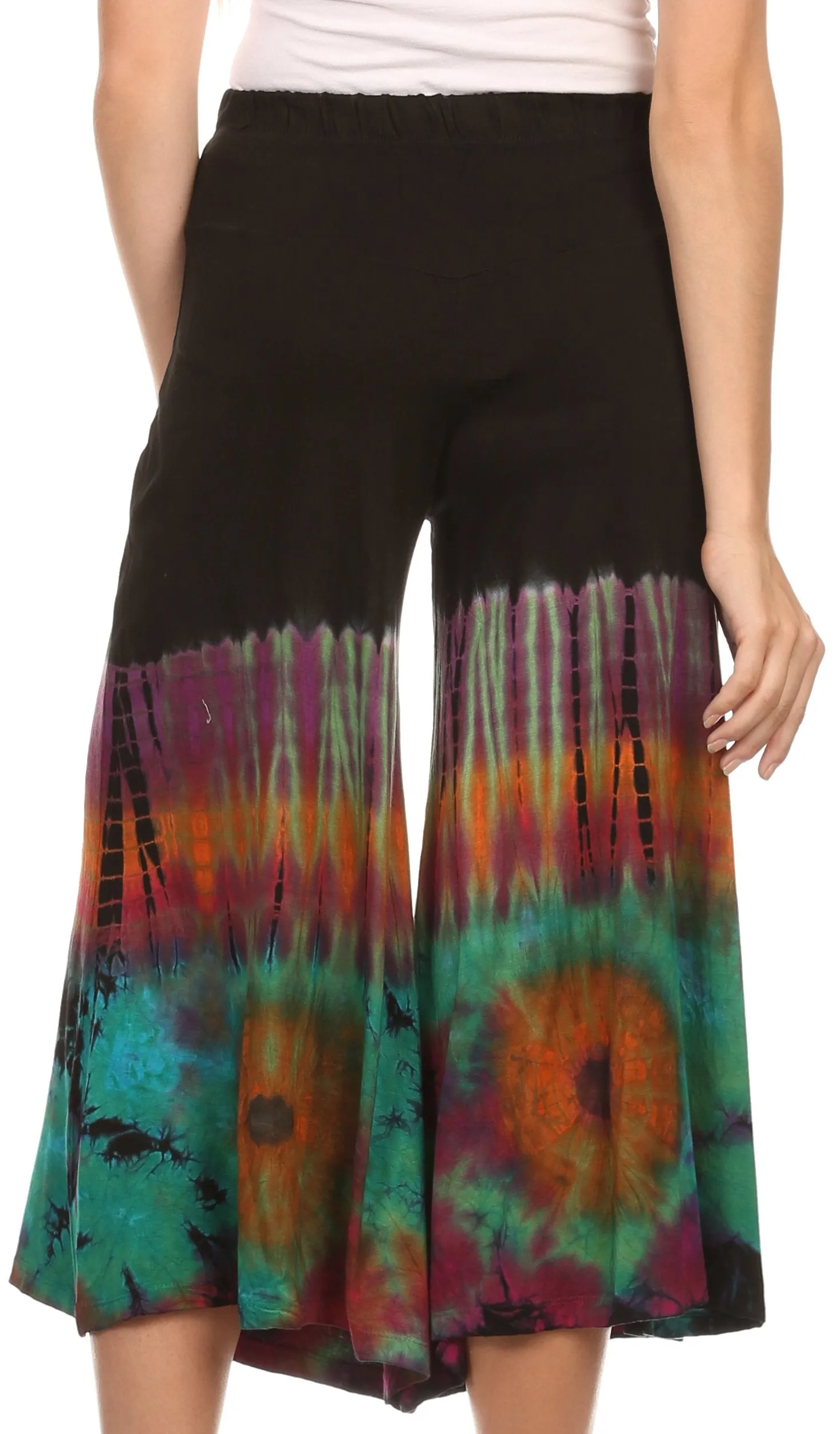 Sakkas Janelle Long Flare Bell Tie Dye Elastic Waist Wide Leg Palazzo Pant