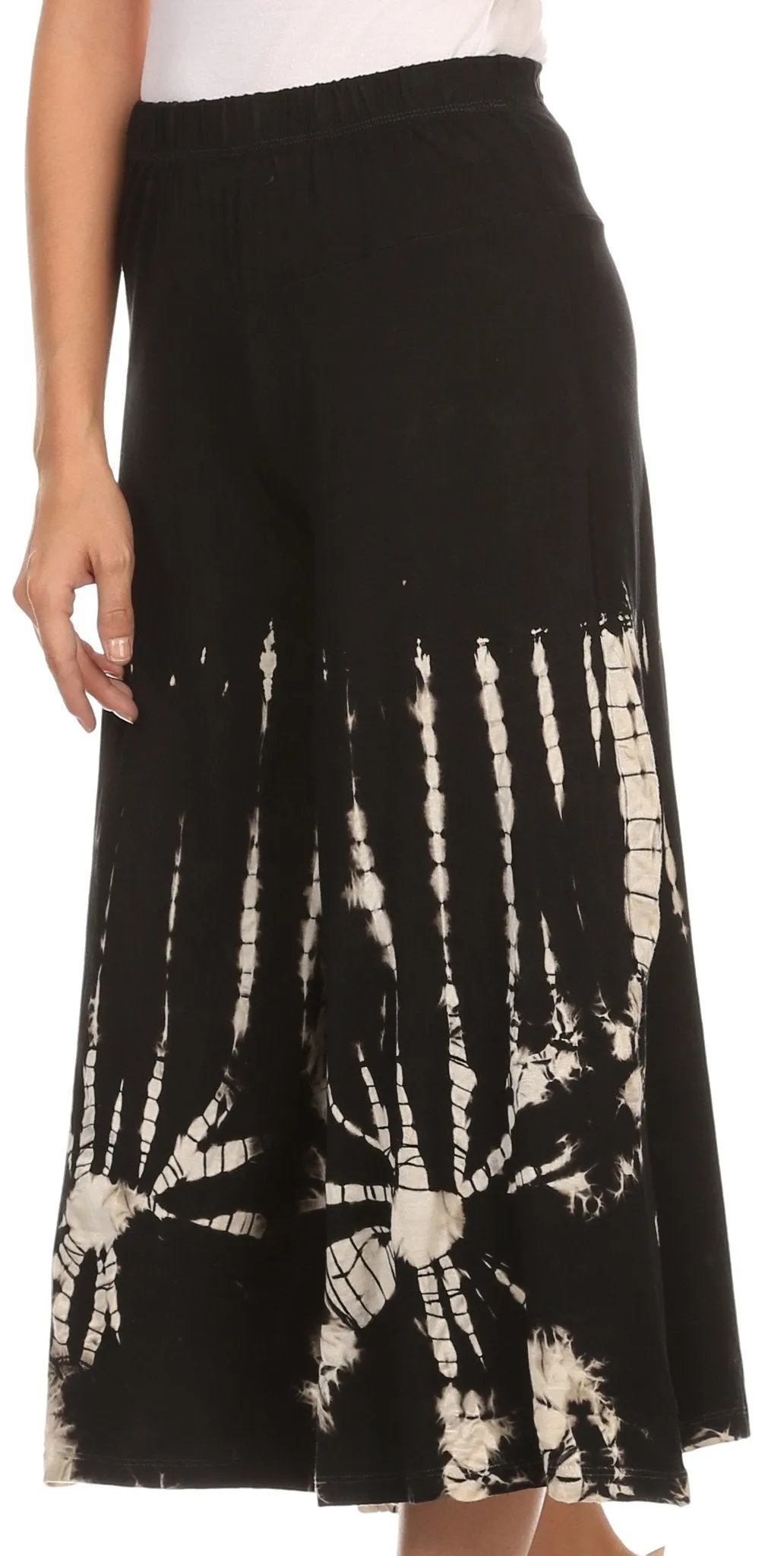 Sakkas Janelle Long Flare Bell Tie Dye Elastic Waist Wide Leg Palazzo Pant