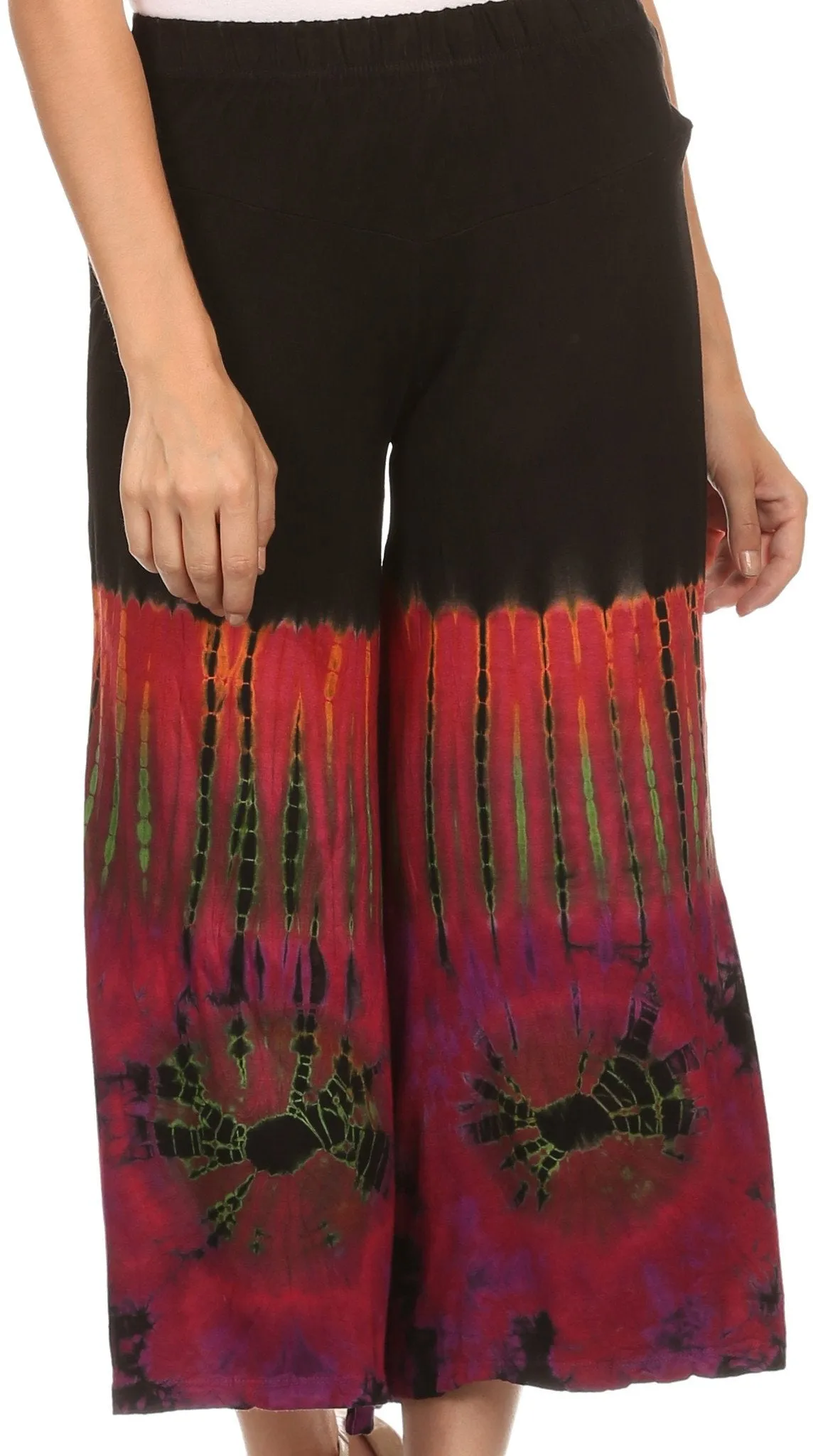 Sakkas Janelle Long Flare Bell Tie Dye Elastic Waist Wide Leg Palazzo Pant