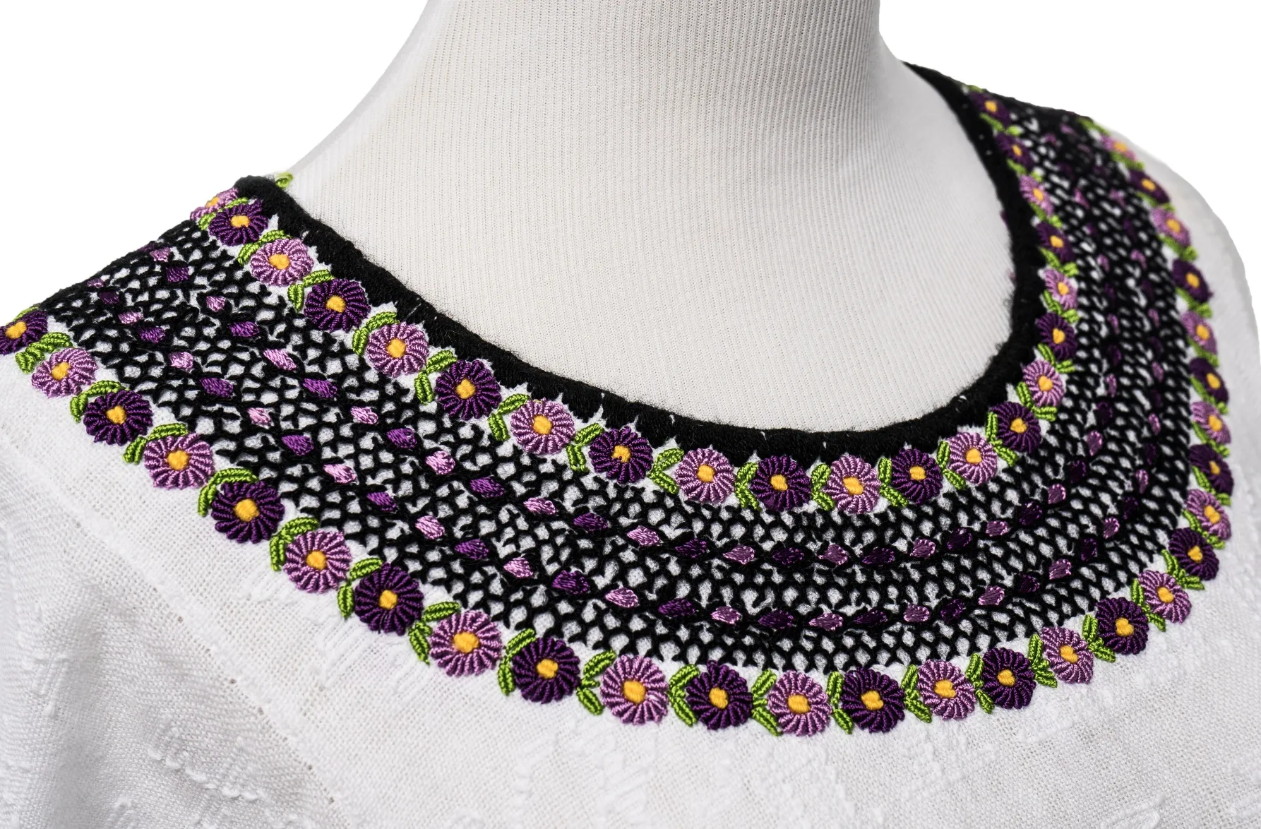 SALE - Beatriz Embroidered Guatemalan Top - White, Purple, & Black