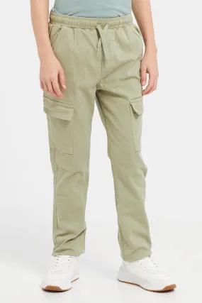 Senior Boys Olive Cargo Pocket Jogger