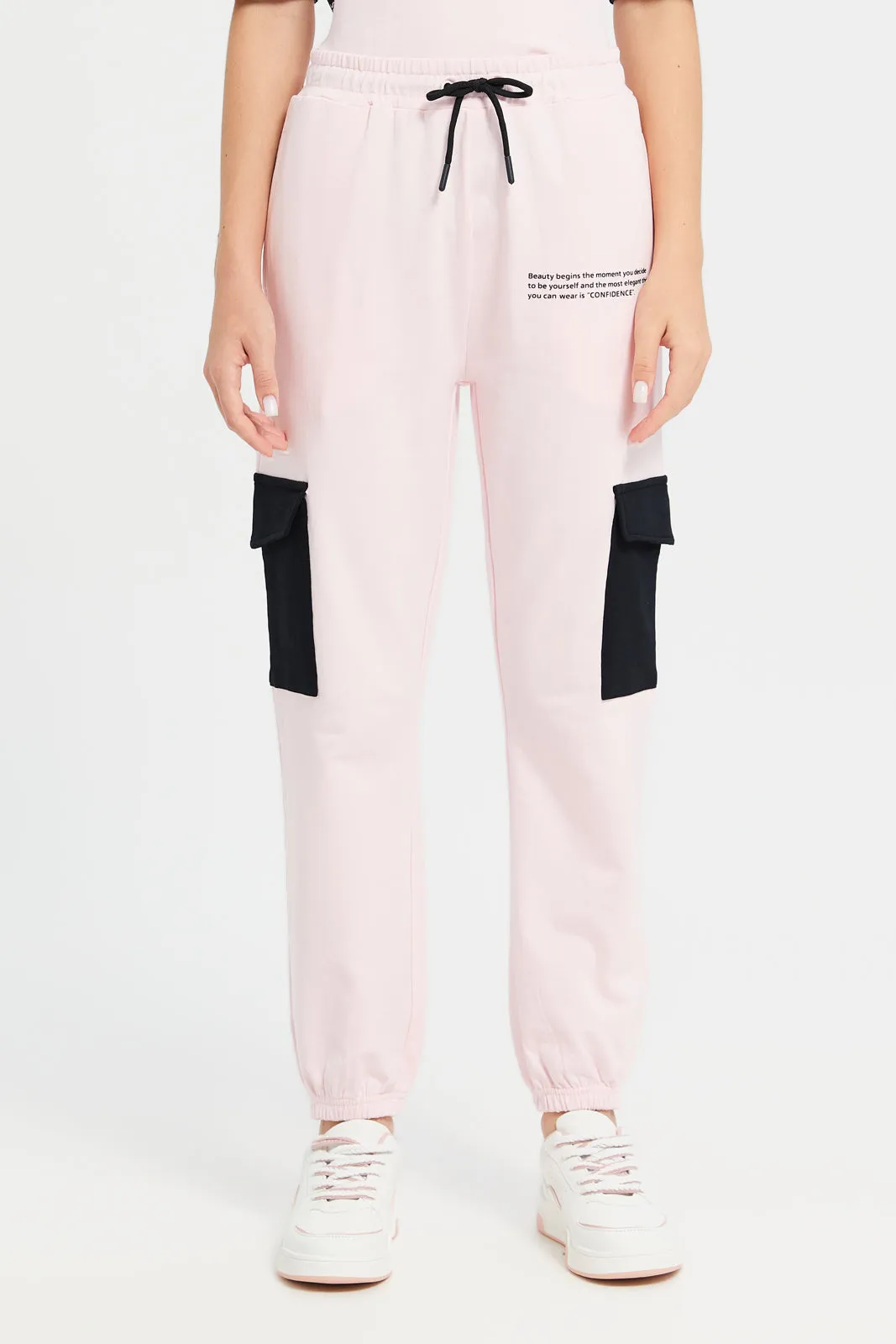 Senior Girls Pink Cargo Pocket Joggers