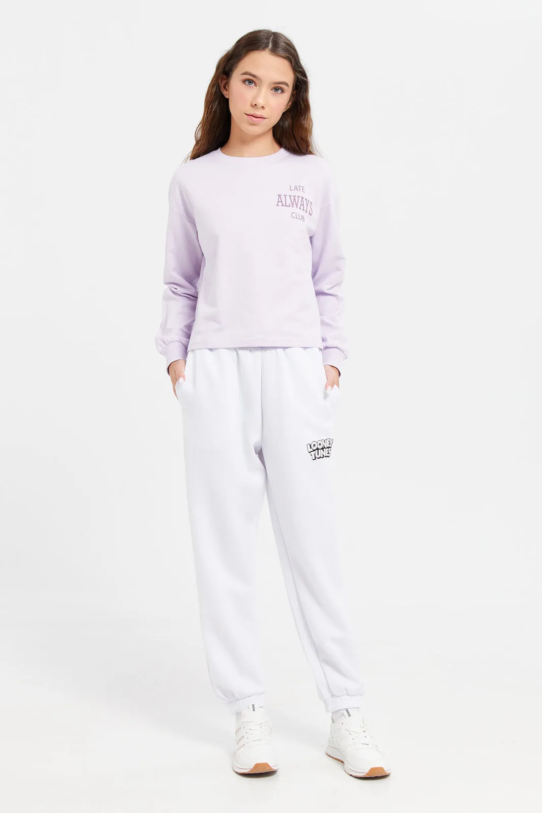 Senior Girls White Track Pants