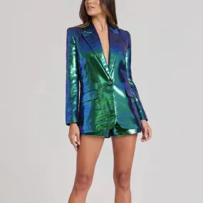 Sexy Beautiful Iridescent Mermaid Green 2pc Blazer & Shorts Set