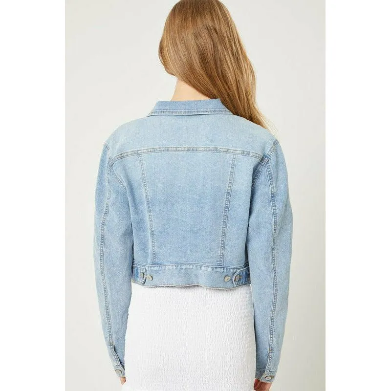 Stretch Cropped Denim Jacket