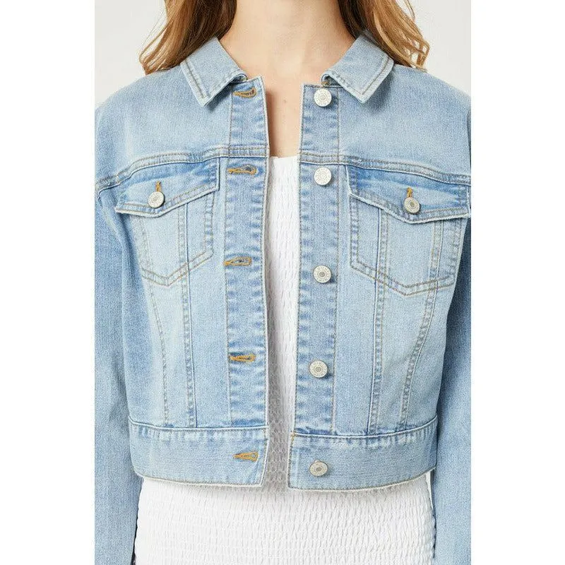 Stretch Cropped Denim Jacket