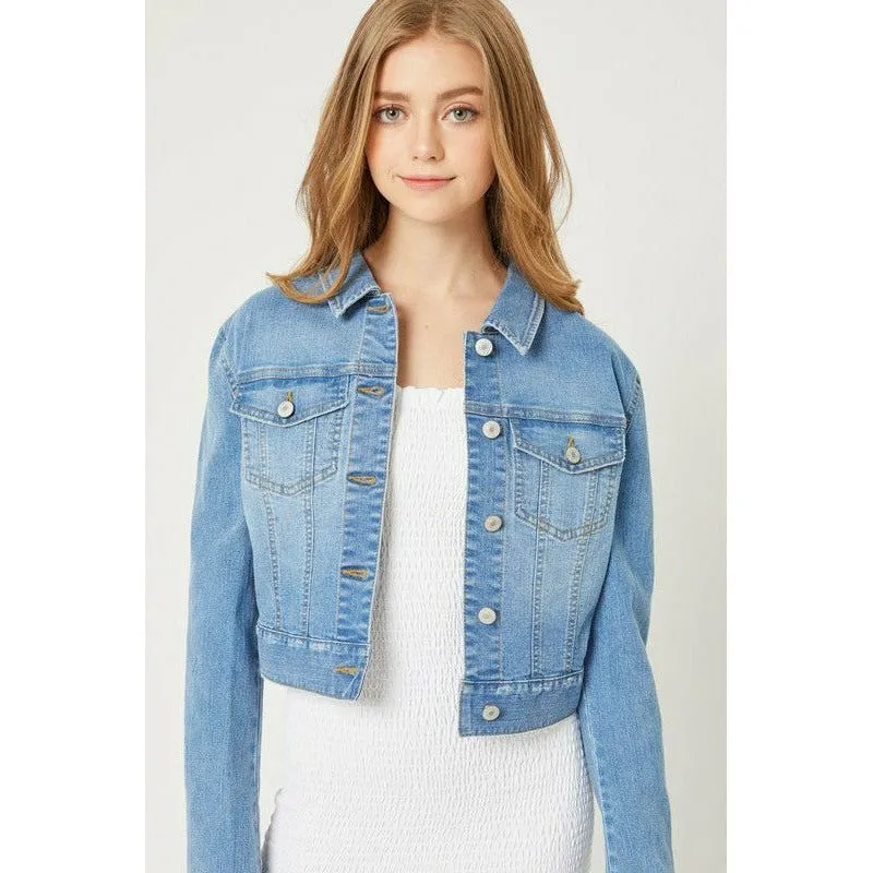 Stretch Cropped Denim Jacket