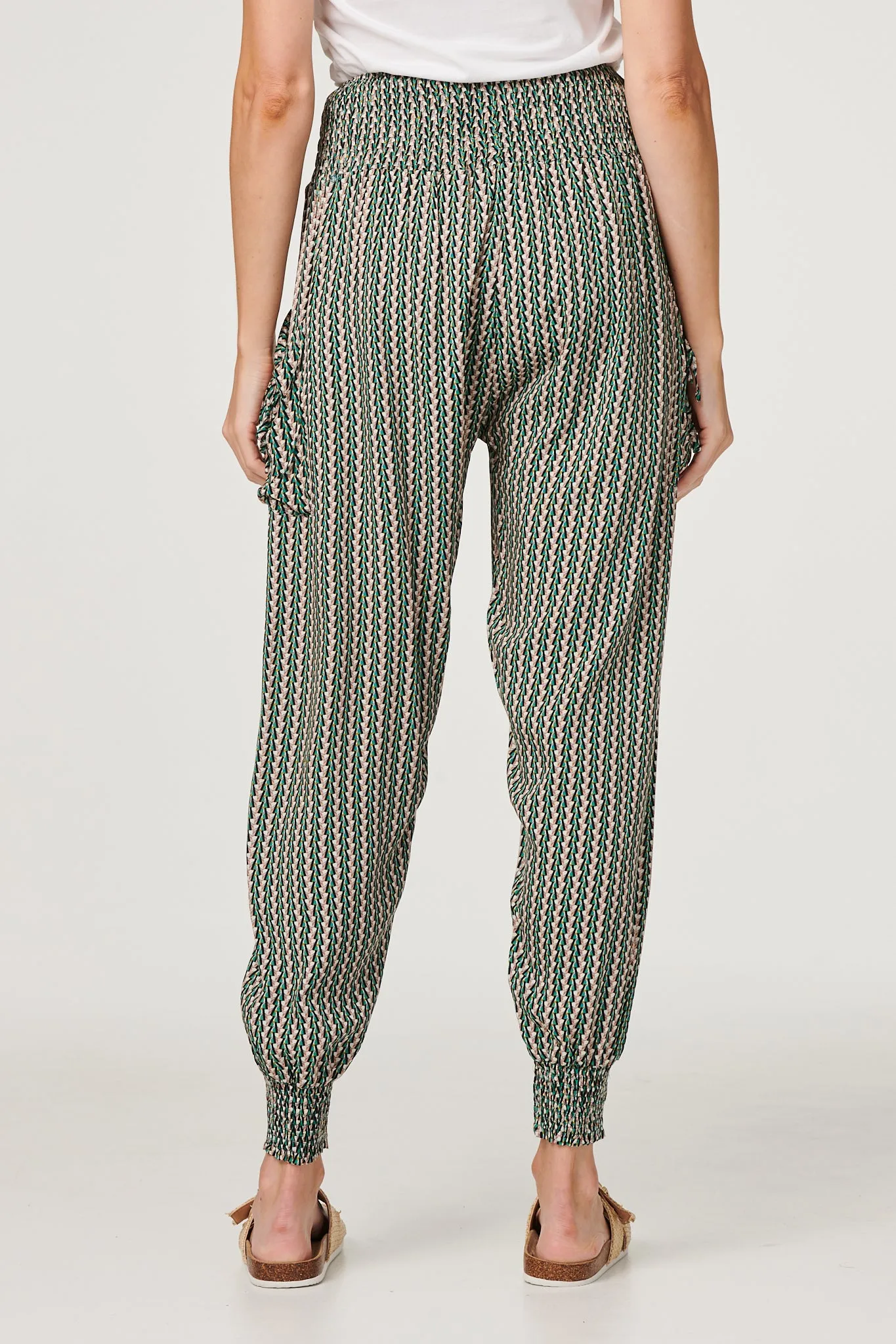 Stripe Print Pocket Detail Harem Pants