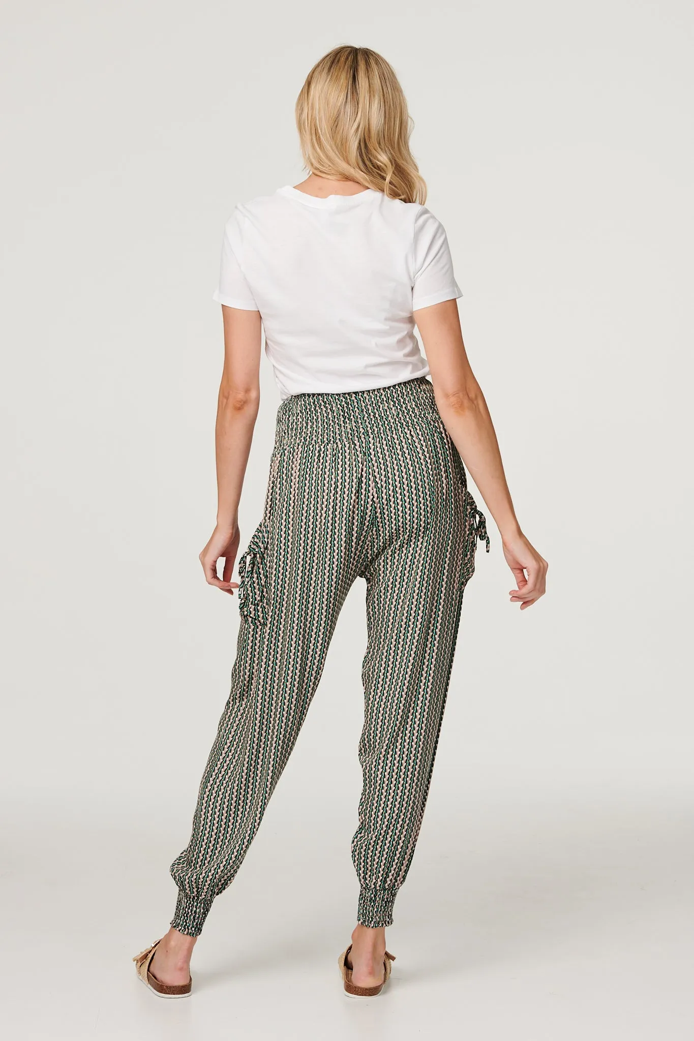 Stripe Print Pocket Detail Harem Pants