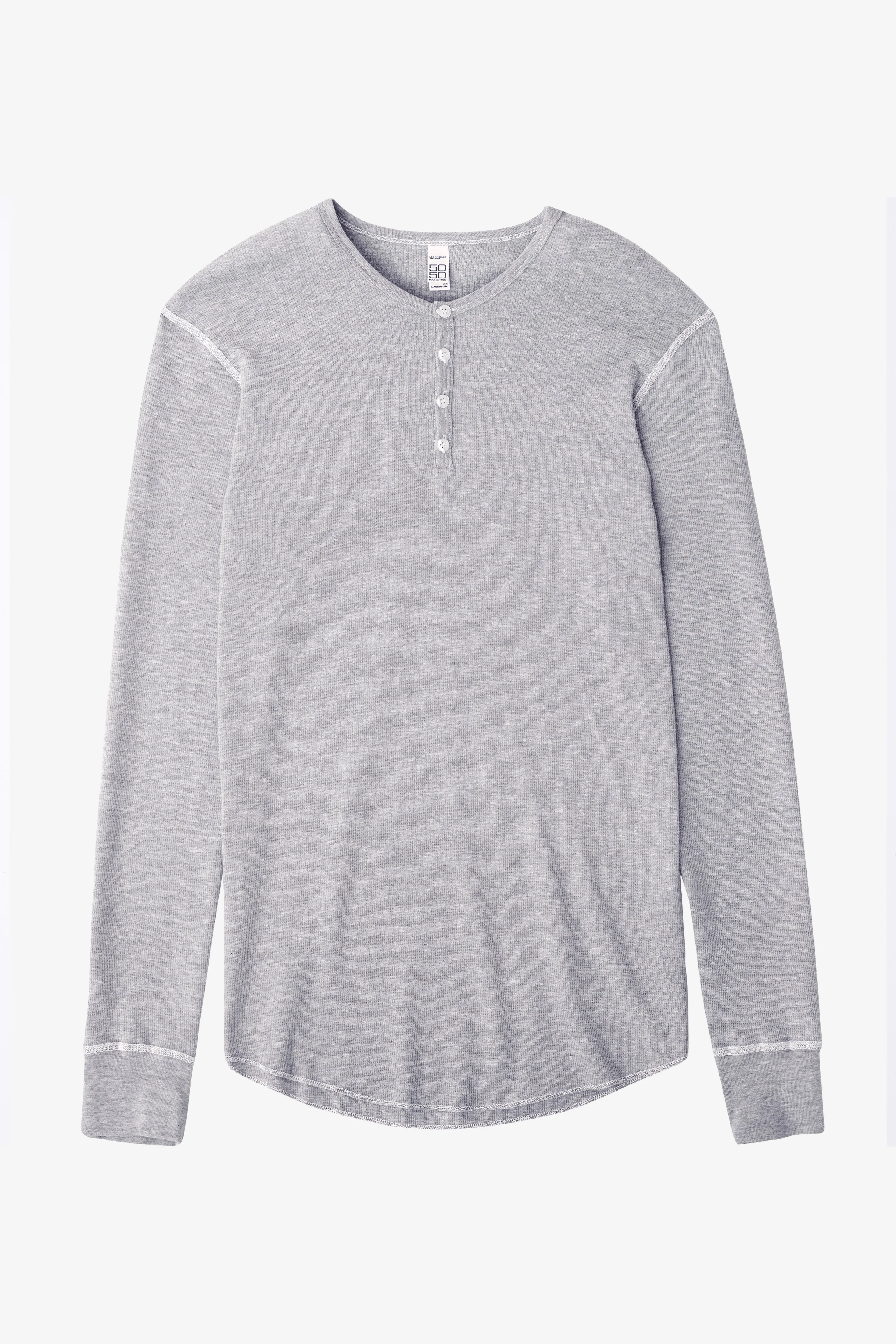 T457 - Poly-Cotton Thermal Long Sleeve Henley